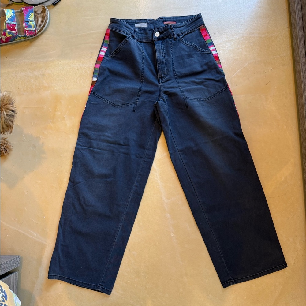 Pilcro Charcoal Pants size 26 striped trim down the sides